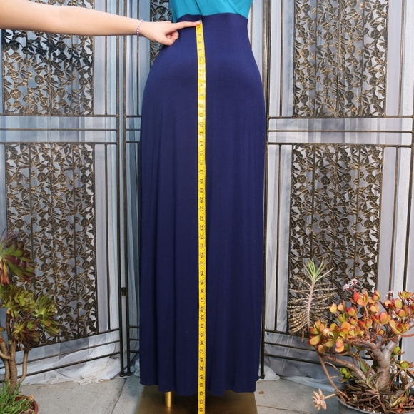 Tiffany Rose Jewel Block, Elegant  Comfy Maternity Maxi Dress, Biscay Blue - Picture 7 of 10